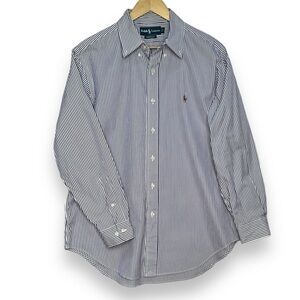 Ralph Lauren Stripe Button Front Shirt Mens 16 32/33 Vintage Flesh‎ Pony Classic